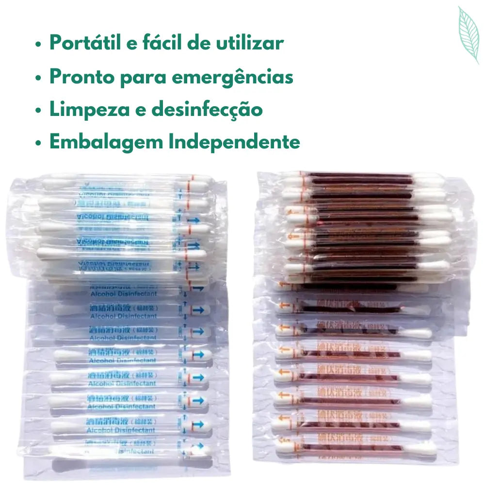 Free-Saúde-Kit Cotonetes Descartáveis com Álcool e Iodo - CottonFree