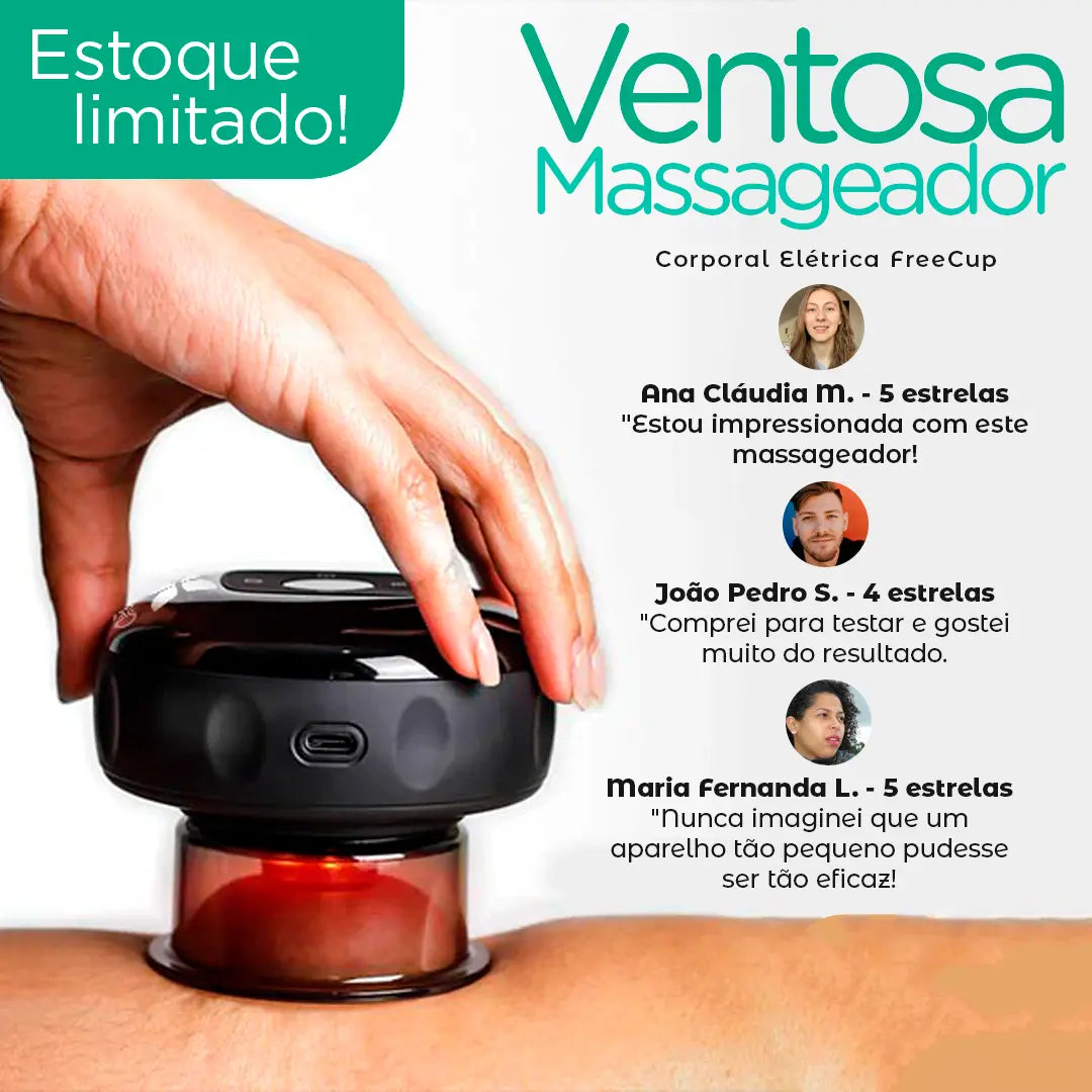 Ventosa Massageadora Elétrica FreeCup (Compre o Kit com 2 e Economize)