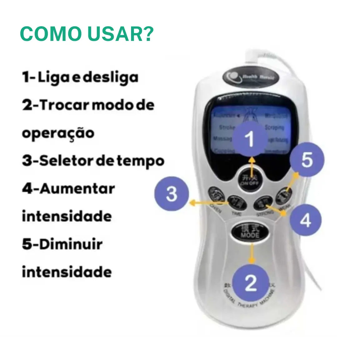 Massageador Eletroestimulador TENS Portátil USB + BRINDE